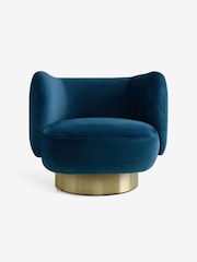 MADE.COM Petrol Blue Velvet Novara Swivel Accent Chair - Image 4 of 5