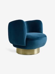 MADE.COM Petrol Blue Velvet Novara Swivel Accent Chair - Image 5 of 5