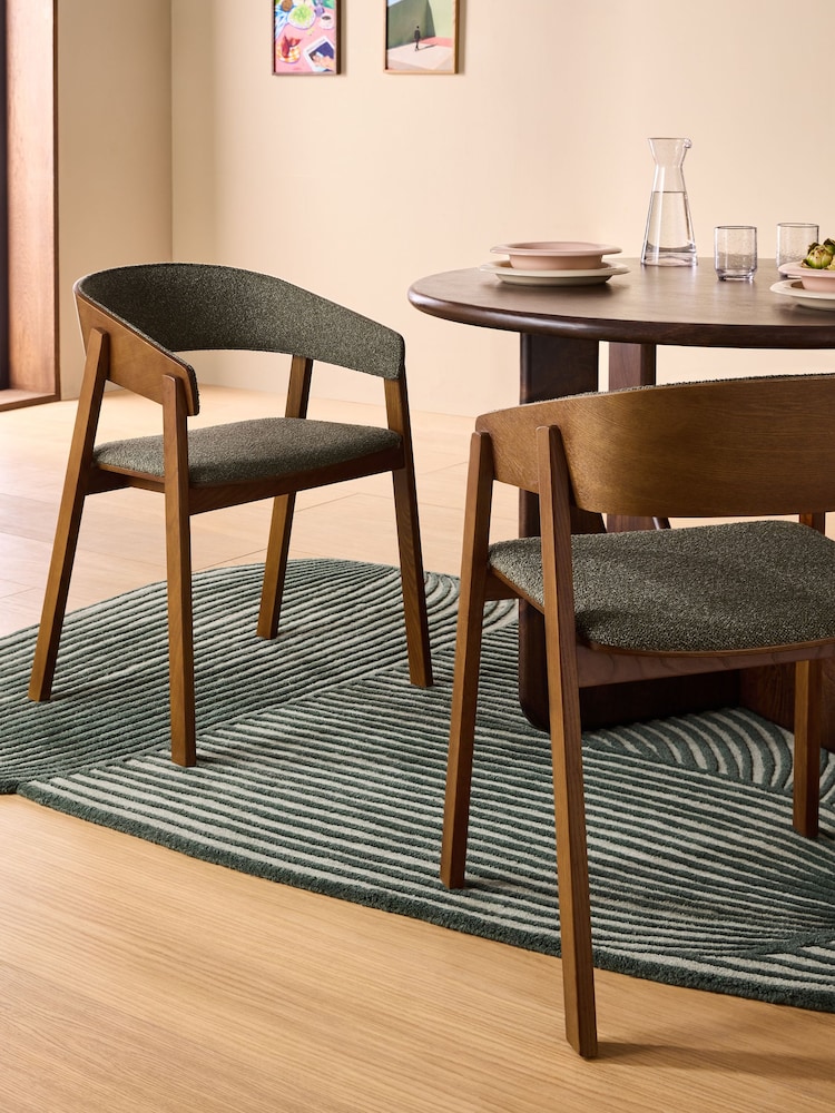 MADE.COM Set of 2 Forest Green Pax Boucle Aster Dining Chairs - Image 1 of 5 MADE.COM Set of 2 Forest Green Pax Boucle Aster Dining Chairs - Image 1 of 5