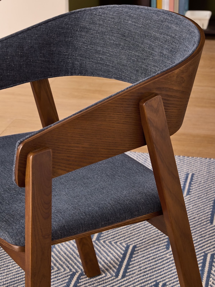 MADE.COM Set of 2 Soft Textured Weave Blue Aster Dining Chairs - Image 2 of 5