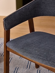 MADE.COM Set of 2 Soft Textured Weave Blue Aster Dining Chairs - Image 3 of 5
