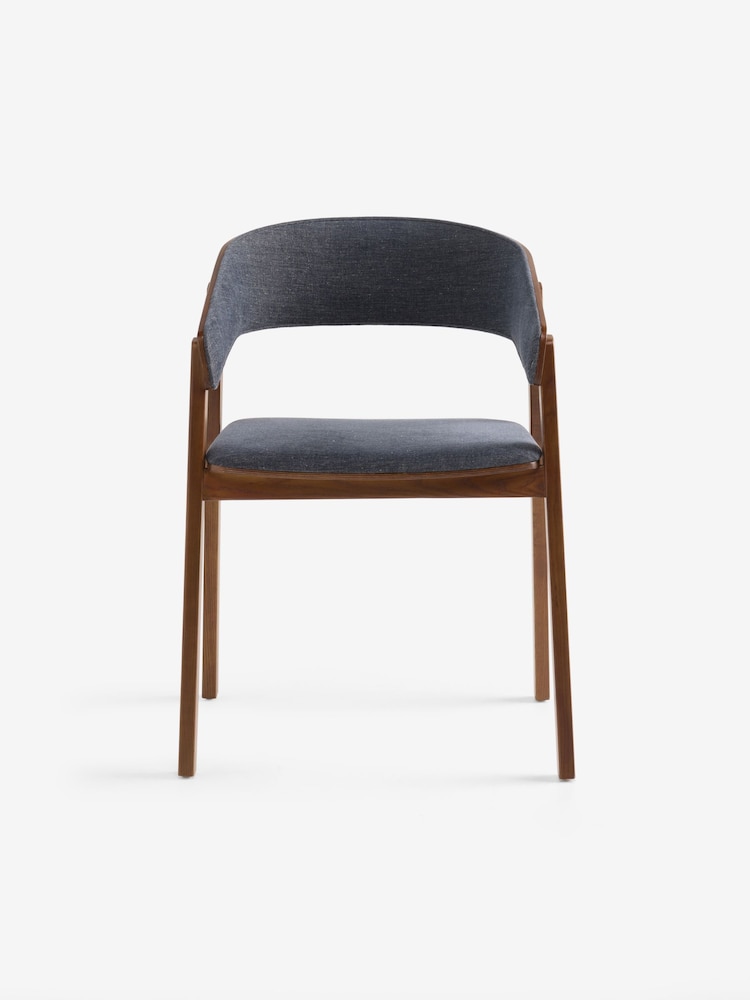 MADE.COM Set of 2 Soft Textured Weave Blue Aster Dining Chairs - Image 5 of 5