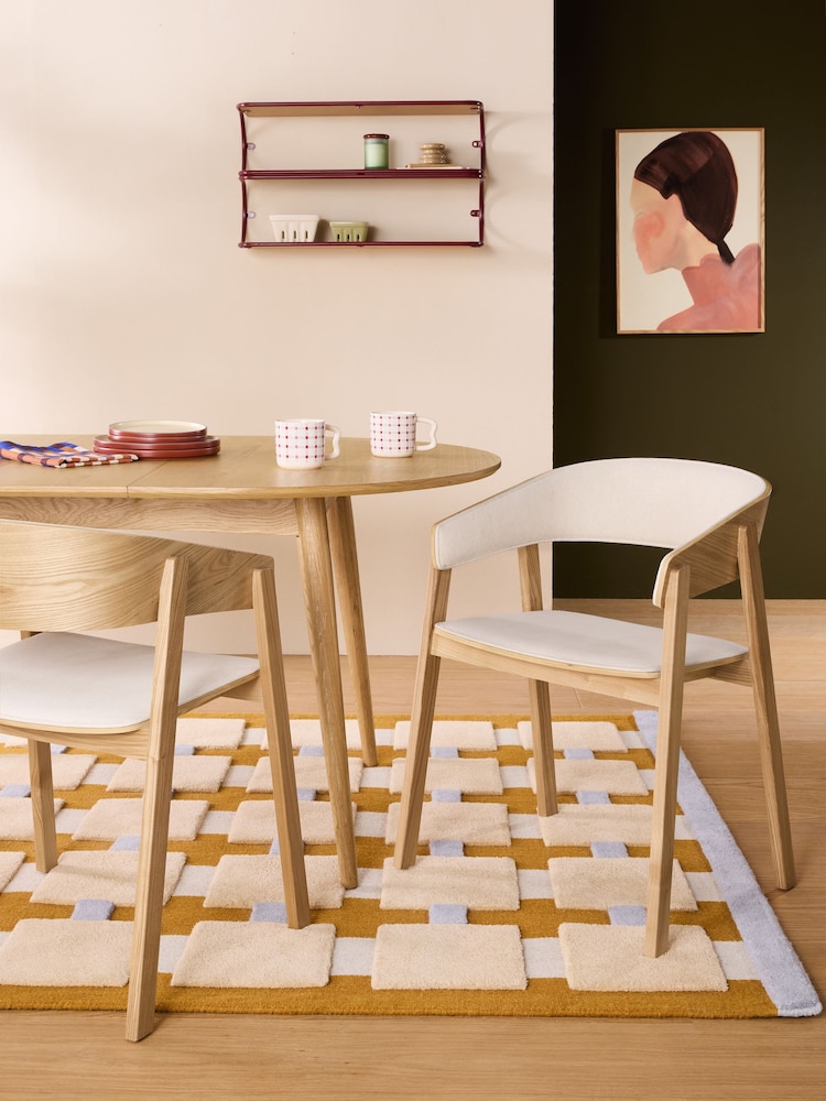 MADE.COM Set of 2 Woven Slub Natural Stone Aster Dining Chairs - Image 1 of 5