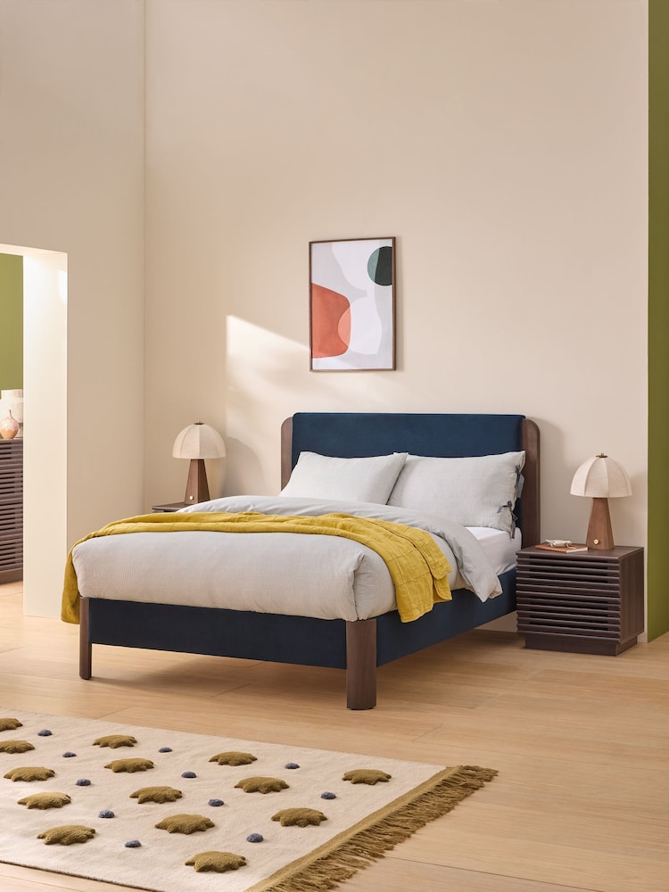 MADE.COM Velvet Dark Midnight Blue Evander Ottoman Storage Bed - Image 1 of 4