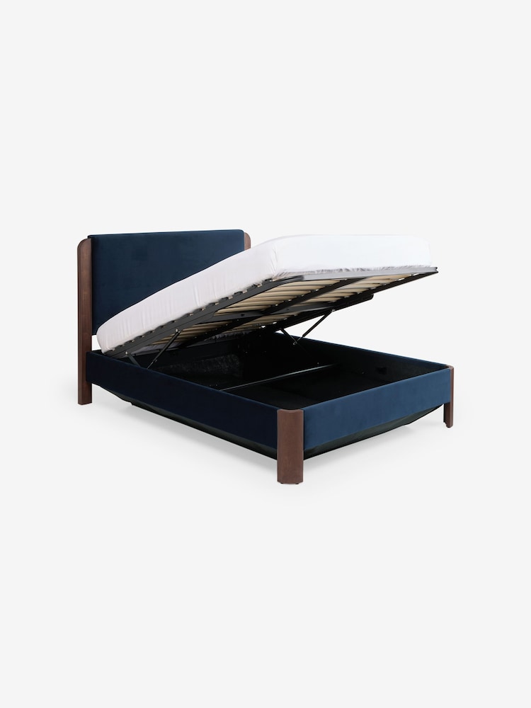 MADE.COM Velvet Dark Midnight Blue Evander Ottoman Storage Bed - Image 4 of 4