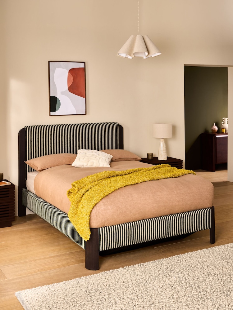 MADE.COM Boucle Stripe Green Evander Ottoman Storage Bed - Image 1 of 7 MADE.COM Boucle Stripe Green Evander Ottoman Storage Bed - Image 1 of 7