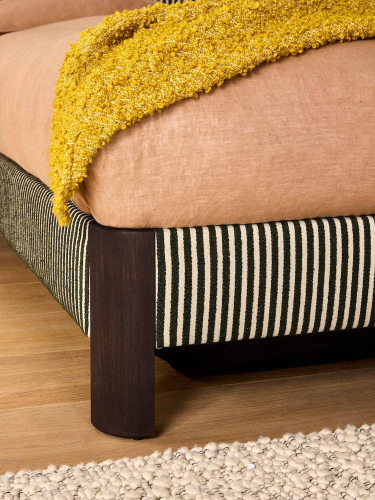 MADE.COM Boucle Stripe Green Evander Ottoman Storage Bed - Image 2 of 7 MADE.COM Boucle Stripe Green Evander Ottoman Storage Bed - Image 2 of 7