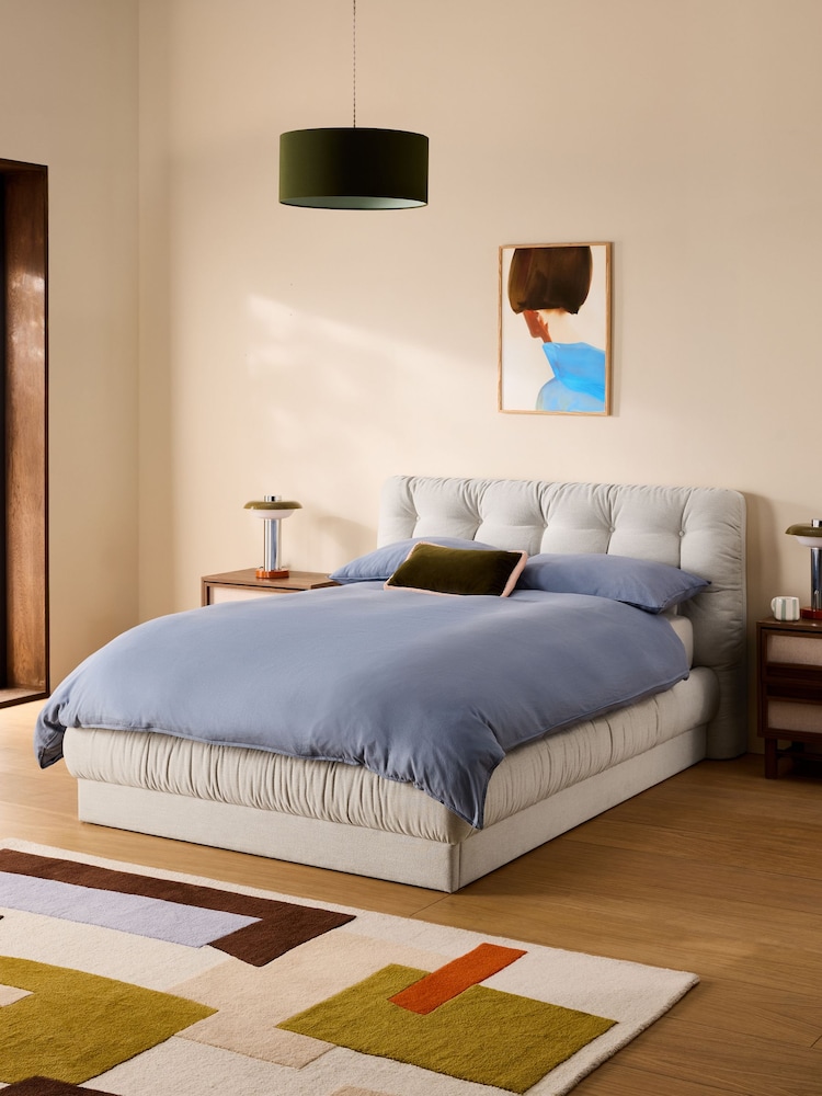 MADE.COM Textured Weave Natural Flint Ottoman Storage Bed - Image 1 of 7