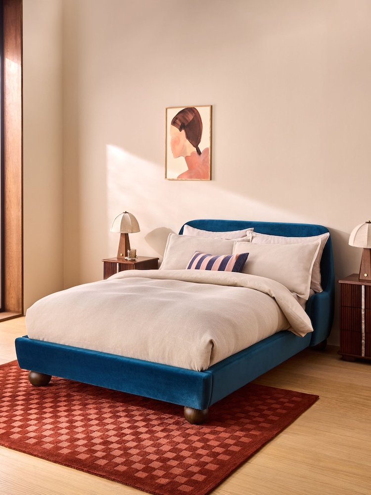 MADE.COM Petrol Blue Velvet Ellio Bed - Image 1 of 5