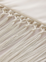 Ecru Sleeveless Asymmetric Fringe Tassel Top - Image 7 of 8