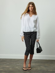 White Long Sleeve Notch Neck Top - Image 2 of 8