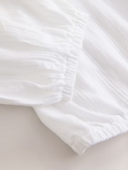 White Long Sleeve Notch Neck Top - Image 7 of 8
