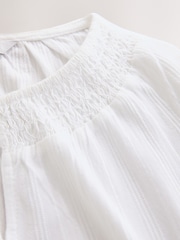 White Long Sleeve Notch Neck Top - Image 8 of 8