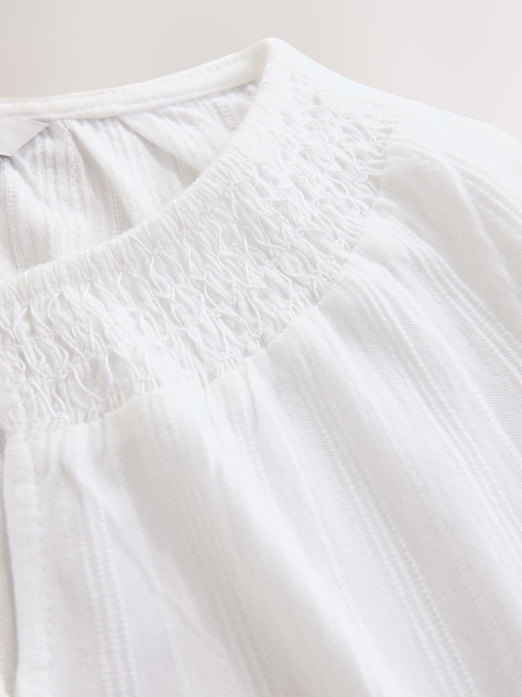 White Long Sleeve Notch Neck Top - Image 8 of 8