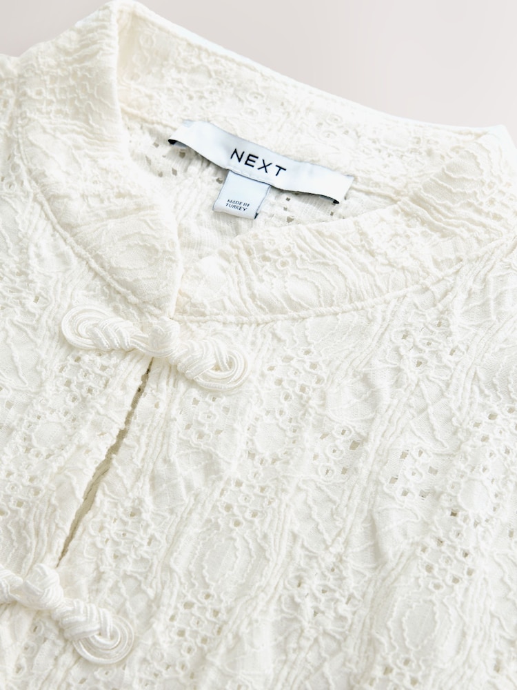 Ecru Sleeveless Lace Fastening Top - Image 2 of 3 Ecru Sleeveless Lace Fastening Top - Image 2 of 3