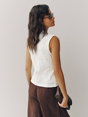 Ecru Sleeveless Lace Knot Fastening Top - Image 4 of 8