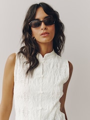 Ecru Sleeveless Lace Knot Fastening Top - Image 5 of 8