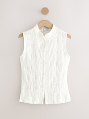 Ecru Sleeveless Lace Knot Fastening Top - Image 6 of 8