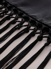 Black Sleeveless Asymmetric Fringe Tassel Top - Image 6 of 7
