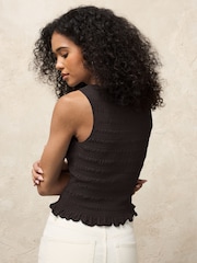 Chocolate Brown Shirred Modal Sleeveless Top - Image 4 of 6