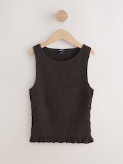Chocolate Brown Shirred Modal Sleeveless Top - Image 5 of 6