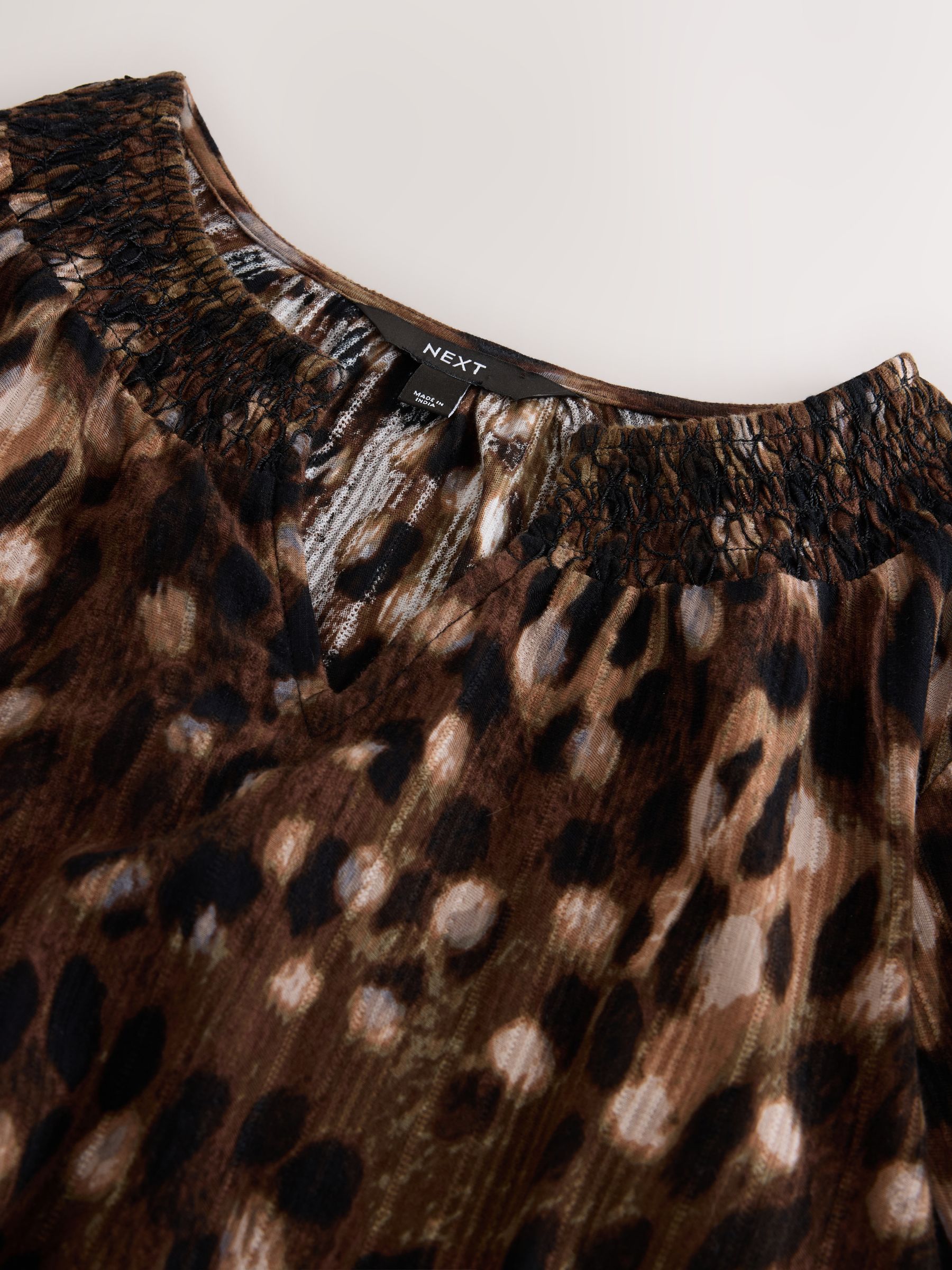 Buy Animal Print Long Sleeve Notch Neck Top from Next USA
