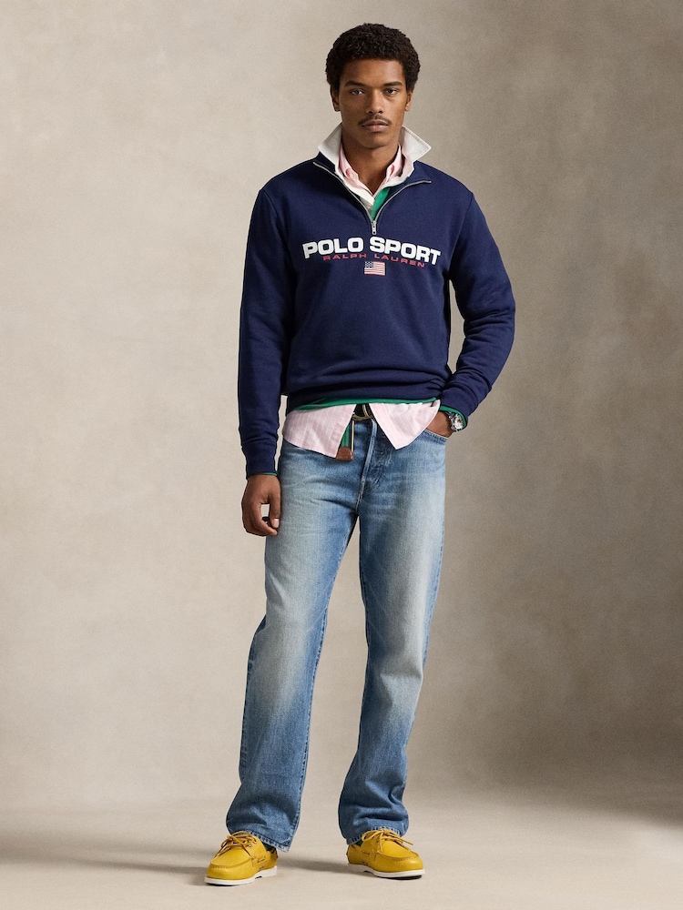Polo Ralph Lauren Blue Polo Sport Quarter Zip Sweatshirt - Image 2 of 8