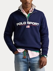 Polo Ralph Lauren Blue Polo Sport Quarter Zip Sweatshirt - Image 7 of 8