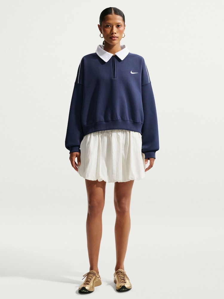 Nike Midnight Navy Half Zip Long Sleeve Polo Top - Image 1 of 5