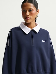 Nike Midnight Navy Half Zip Long Sleeve Polo Top - Image 3 of 5