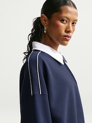Nike Midnight Navy Half Zip Long Sleeve Polo Top - Image 4 of 5