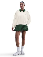 Nike Sail White Half Zip Polo Long Sleeve Top - Image 1 of 5