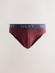 Burgundy Red Stripe Marl 5 Pack Cotton Rich Briefs - Image 4 of 9