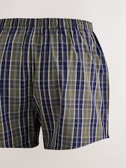 Navy/Green Check 8 pack Woven Pure Boxers - Image 10 of 12