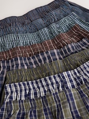 Navy/Green Check 8 pack Woven Pure Boxers - Image 12 of 12
