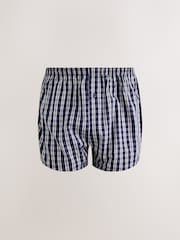 Navy/Green Check 8 pack Woven Pure Boxers - Image 3 of 12