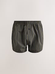 Navy/Green Check 8 pack Woven Pure Boxers - Image 4 of 12