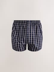 Navy/Green Check 8 pack Woven Pure Boxers - Image 5 of 12