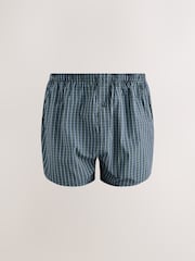 Navy/Green Check 8 pack Woven Pure Boxers - Image 7 of 12