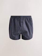 Navy/Green Check 8 pack Woven Pure Boxers - Image 9 of 12
