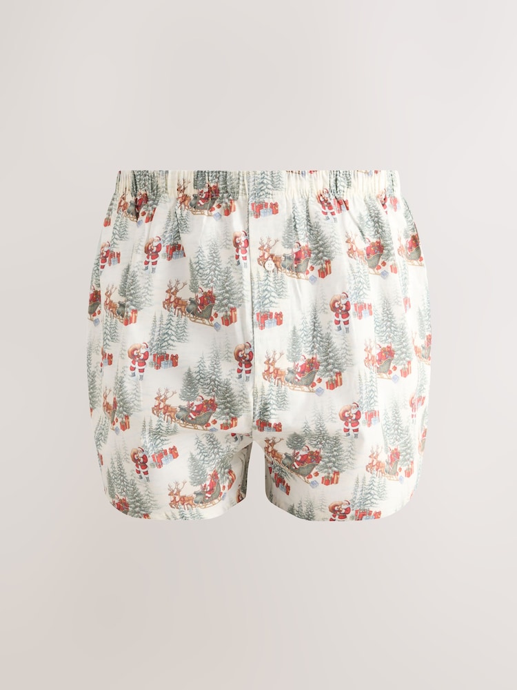 Christmas Woven Cotton Boxers - Image 1 of 4 Christmas Woven Cotton Boxers - Image 1 of 4