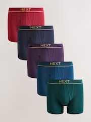Red/Blue Rich 5 Pack A Front Cotton Rich Boxers - Image 1 of 9