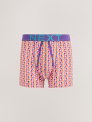 Blue/Orange Geo Print A-Front Cotton Rich Boxers 5 Pack - Image 2 of 9