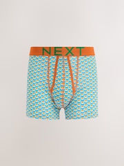 Blue/Orange Geo Print A-Front Cotton Rich Boxers 5 Pack - Image 3 of 9