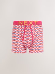 Blue/Orange Geo Print A-Front Cotton Rich Boxers 5 Pack - Image 4 of 9
