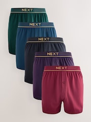 Red/Navy Gold Waistbands 5 Pack Loose Boxers - Image 1 of 9