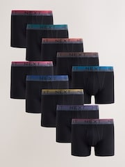 Itim at Mayaman na Ombre na Baywang - 10 Pack - Sports Long Legs Haba ng Cotton Rich Boxers - Larawan 1 ng 13