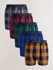 Red/Blue Check 5 Pack Loose Cotton Rich Boxers - Image 1 of 9