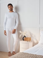 Biały - Thermal Long Sleeve Top and Leggings Set - Obraz 1 z 5