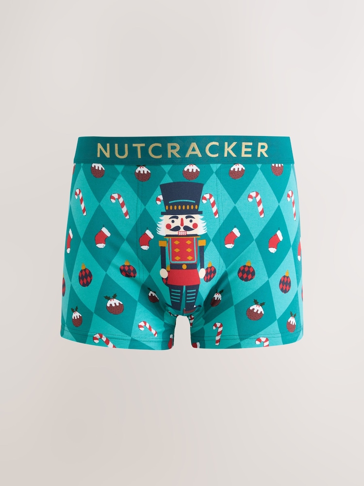 Green Nutcracker Christmas Cotton Rich Boxers - Image 1 of 4 Green Nutcracker Christmas Cotton Rich Boxers - Image 1 of 4